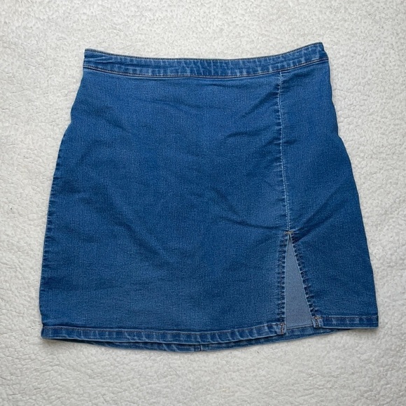 Denim Jeans Stretchy Y2k 90’s Skirt Slit Size 6 - Picture 1 of 6